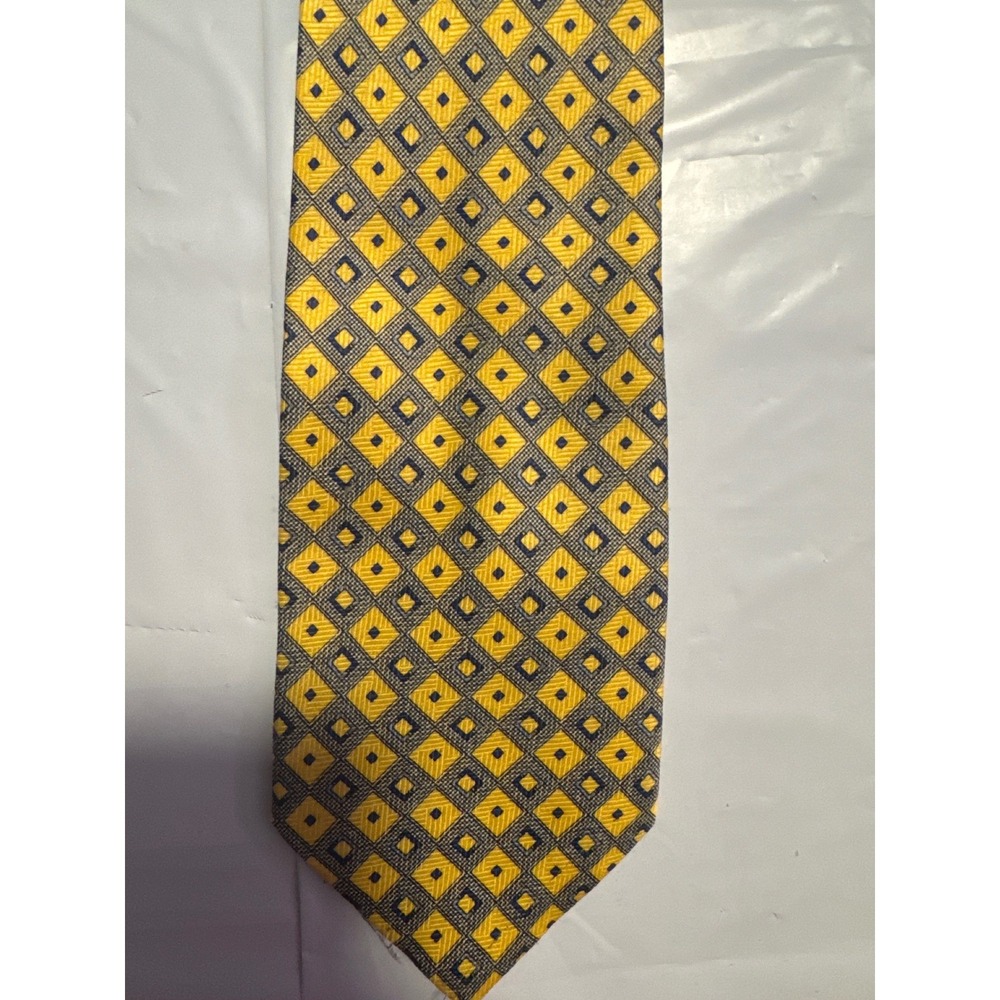 Marquis Yellow Geometric Diamond‎ Pattern Men's Tie 100 Polyester